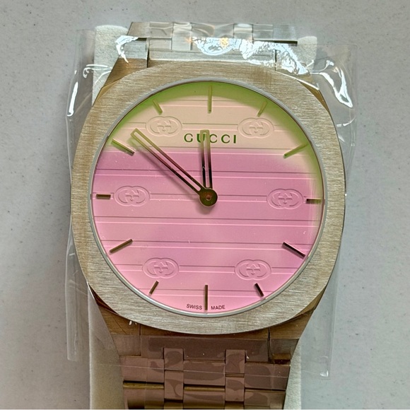 Gucci 25H Pink Silver Watch YA163410 Women's Size 38 - Picture 8 of 15